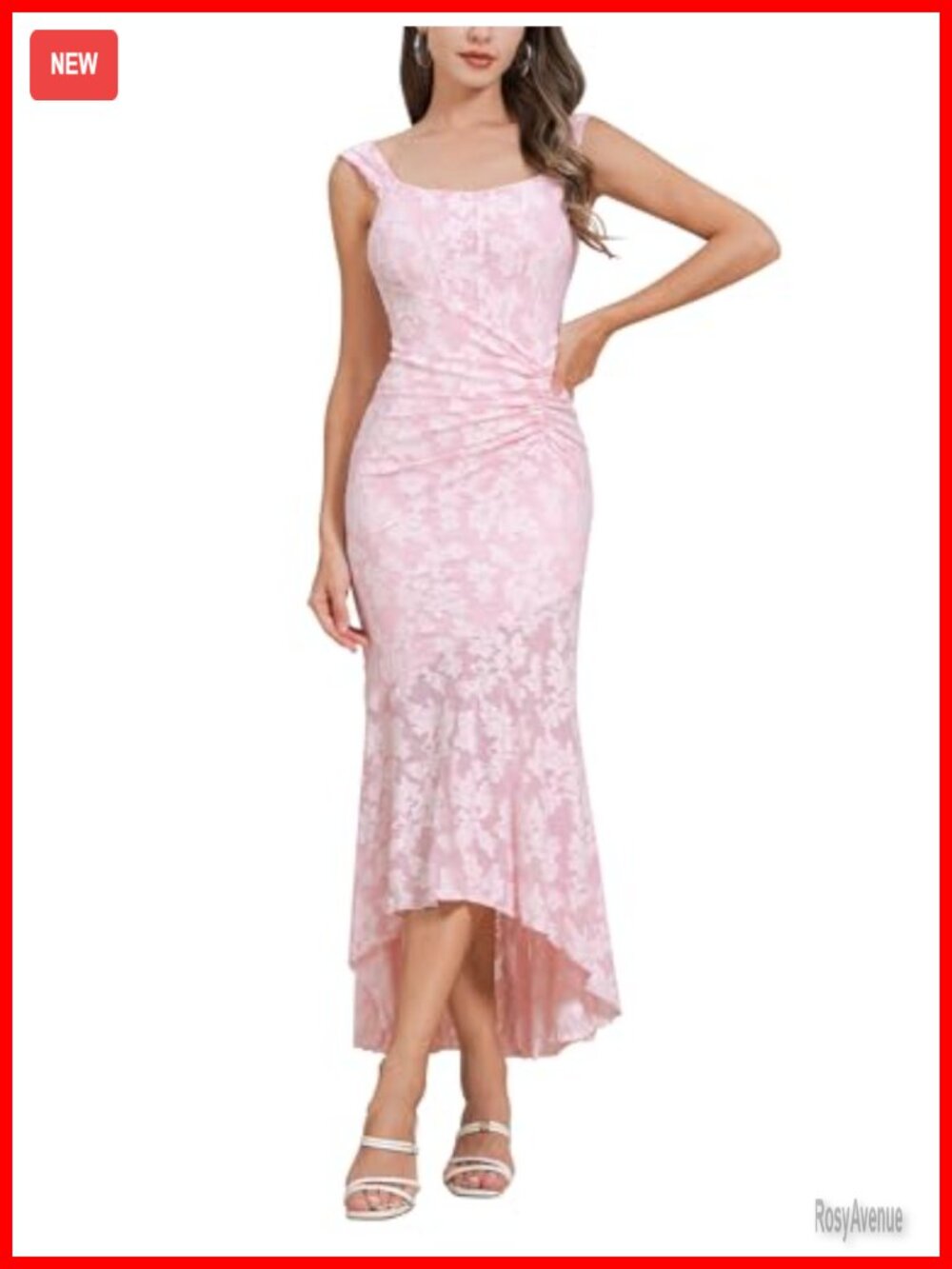 Jacquard Ruched Mermaid Hem Bodycon Cami Maxi Dress